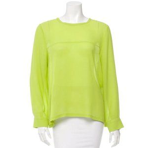 Neon green silk long sleeve top